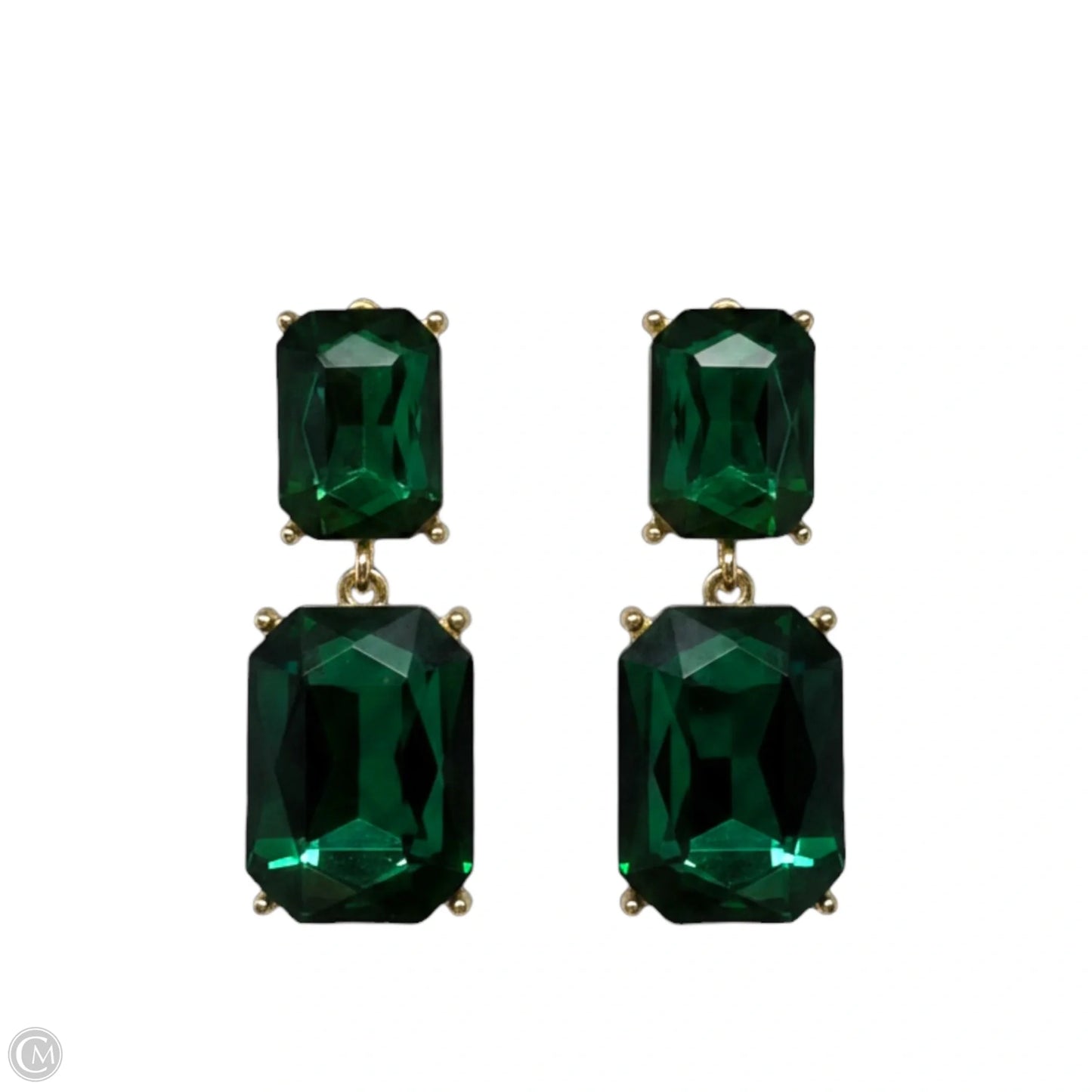 Emerald Cut Green Earrings Dangle/drop By Clothes Mentor