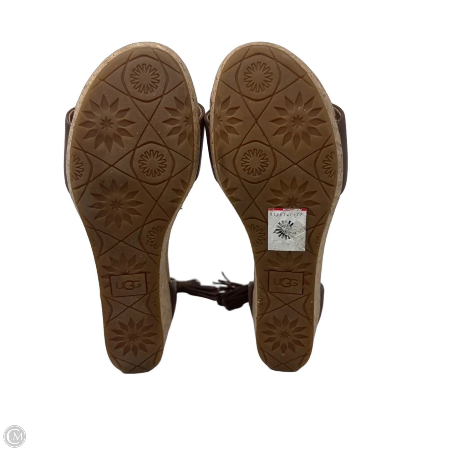 Zoe Tassel Wedge Sandals Designer By Ugg In Brown, Size: 7.5