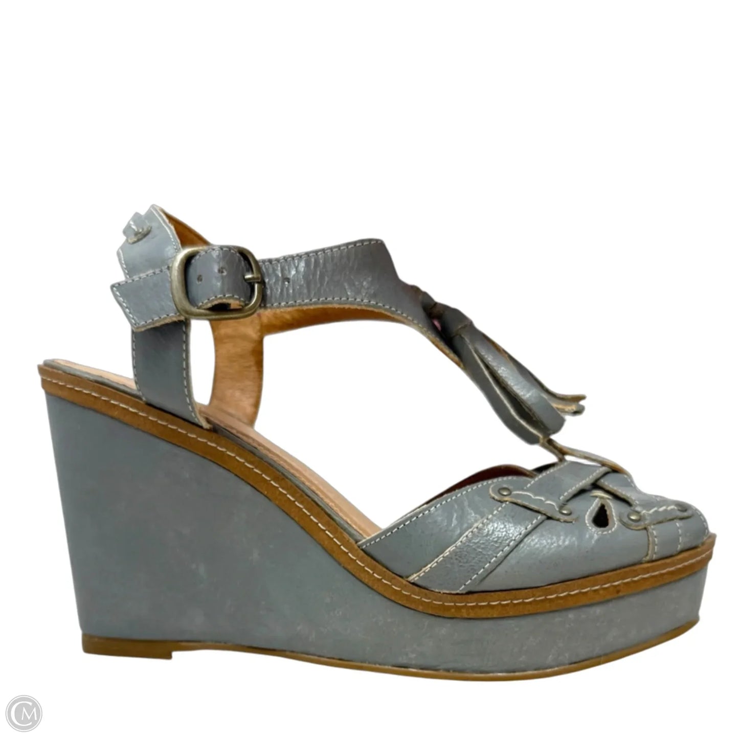 Philadelphia Leather Tassel Wedge Sandals By Schuler & Sons X Anthropologie In Grey, Size: 8