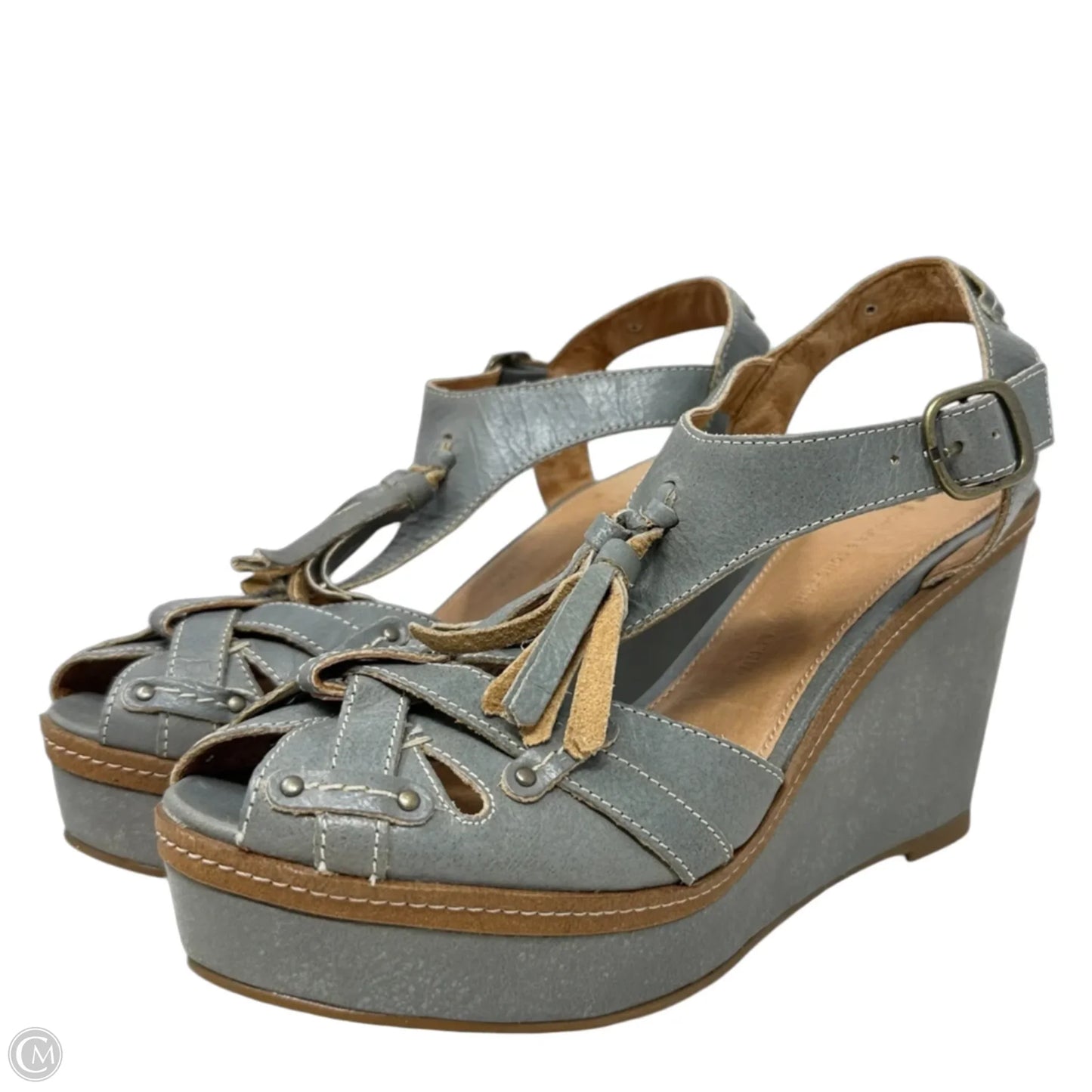 Philadelphia Leather Tassel Wedge Sandals By Schuler & Sons X Anthropologie In Grey, Size: 8