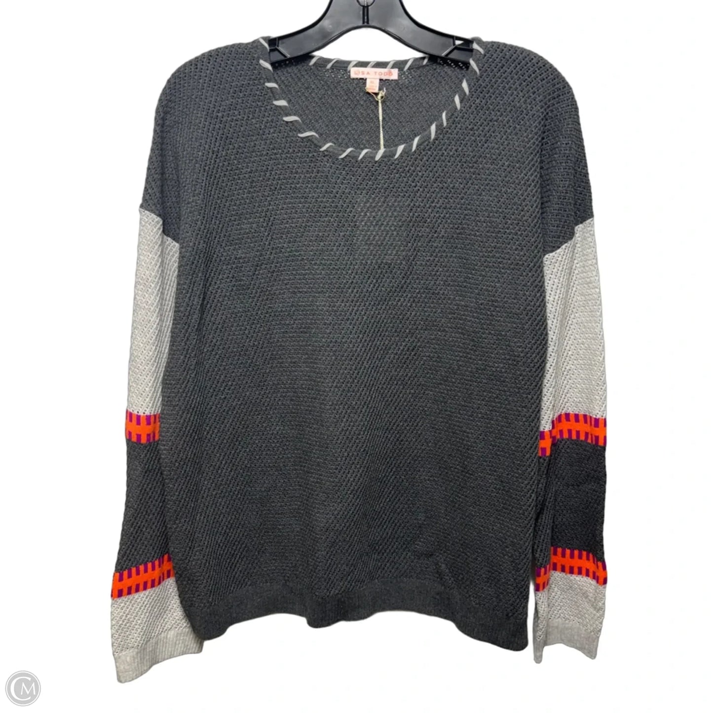 Knit Top Long Sleeve By Lisa Todd In Grey, Size: Xl