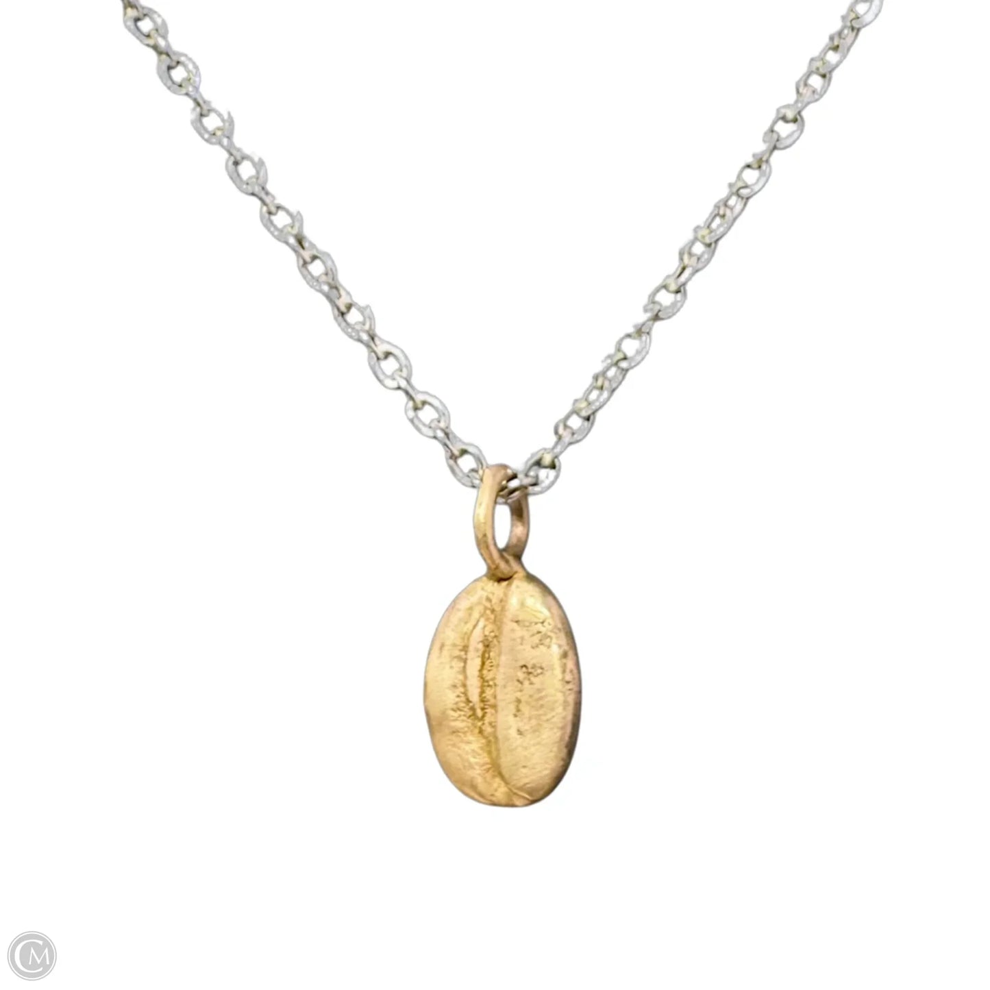 Coffee Bean on Sterling Chain  Necklace