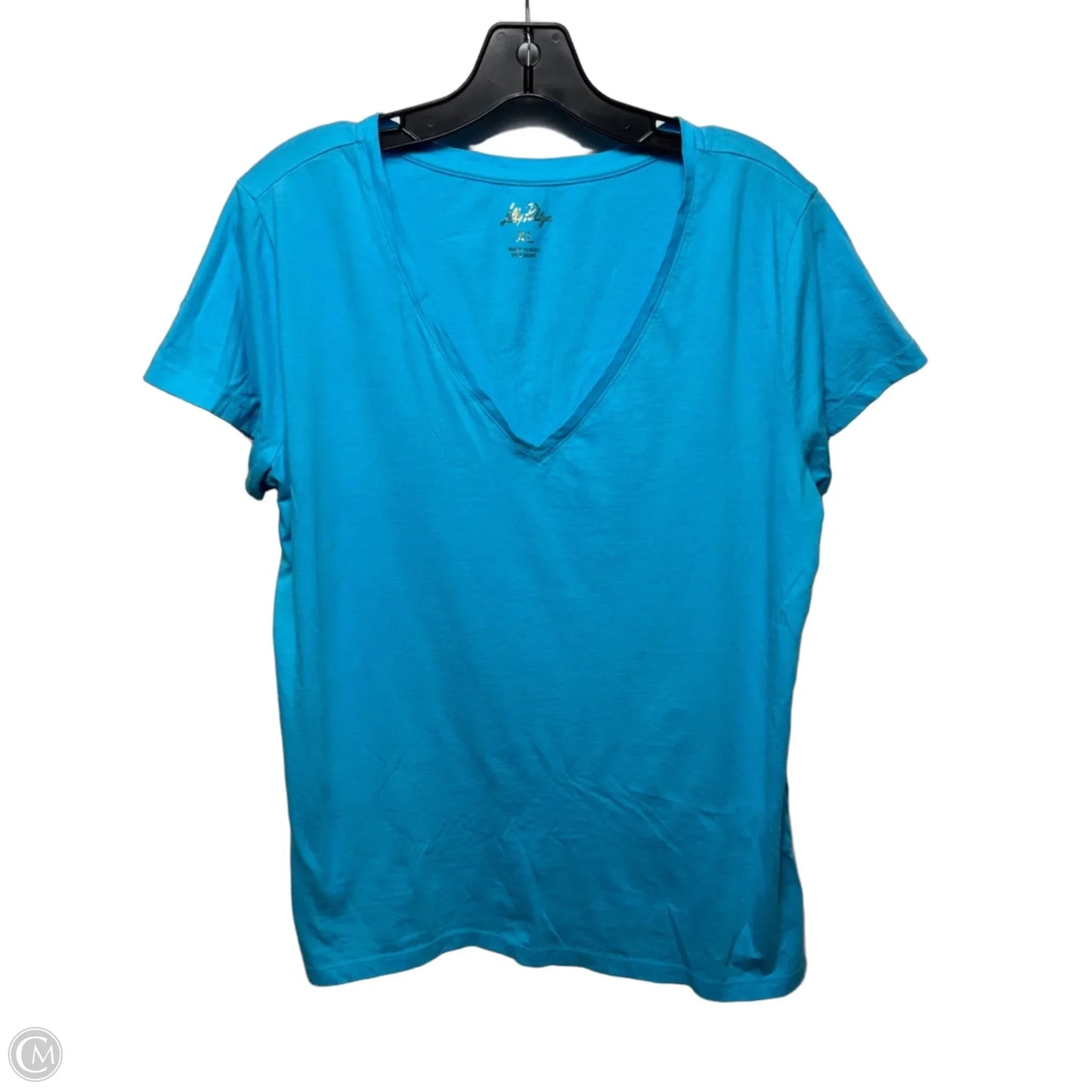 Top Short Sleeve Designer By Lilly Pulitzer In Aqua, Size: Xl