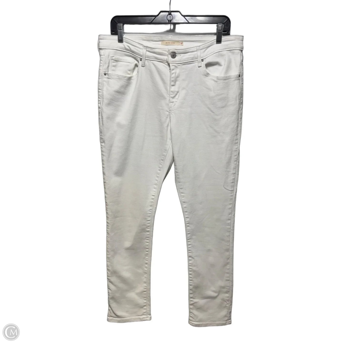 Mid Rise Skinny Jeans By Levis In White, Size: 14/32
