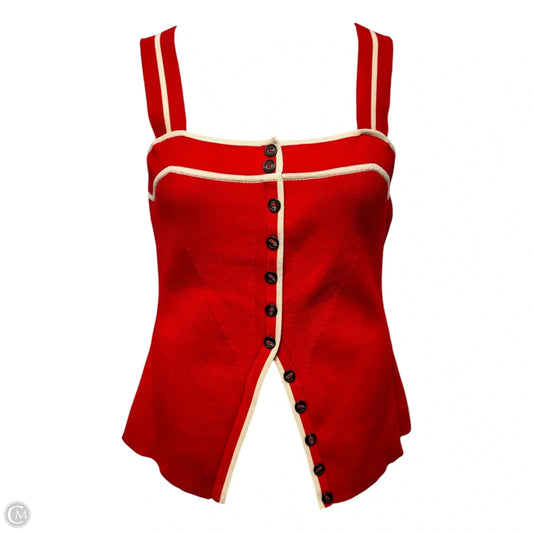Button-Front Cross-Back Knit Tank Top By Maeve In Red, Size: XL