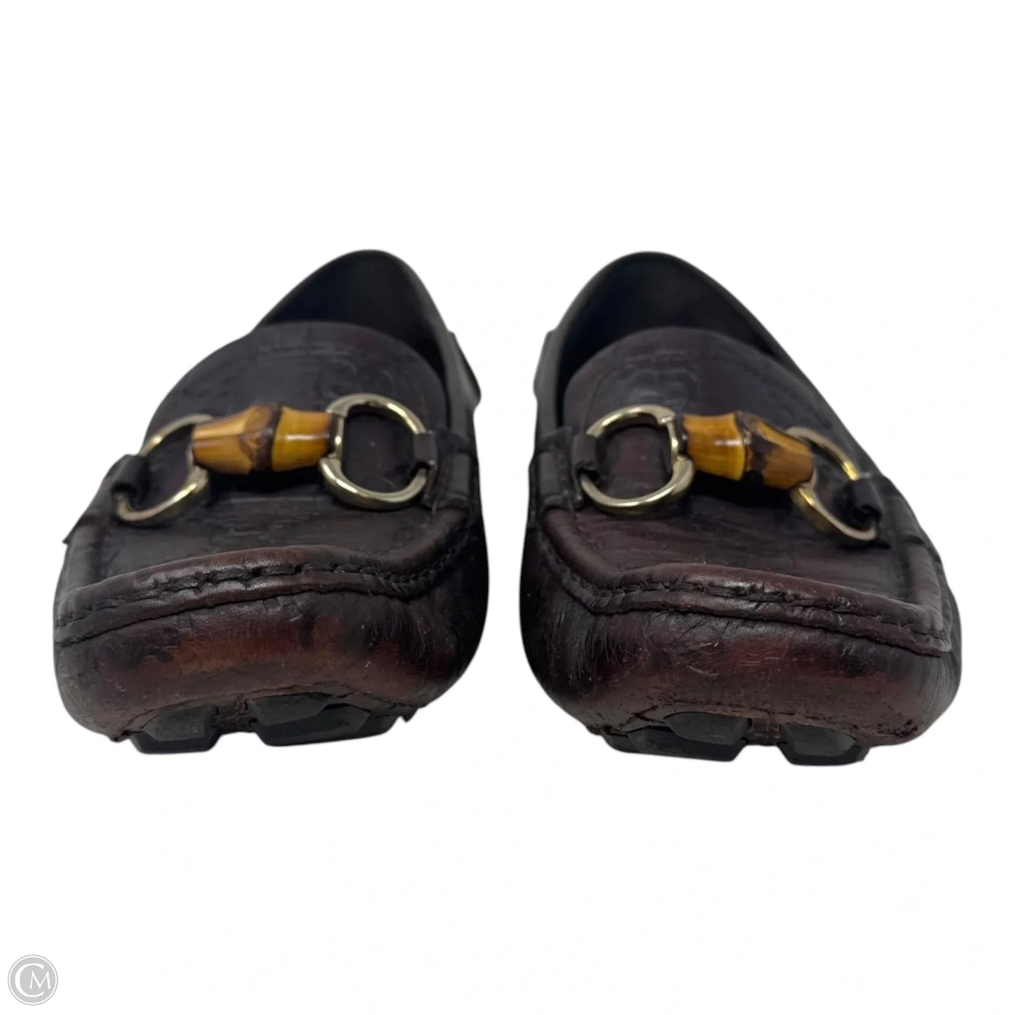 Guccisima Bamboo Horsebit Driving Loafers Shoes Luxury Designer By Gucci In Brown, Size: 7 (37)