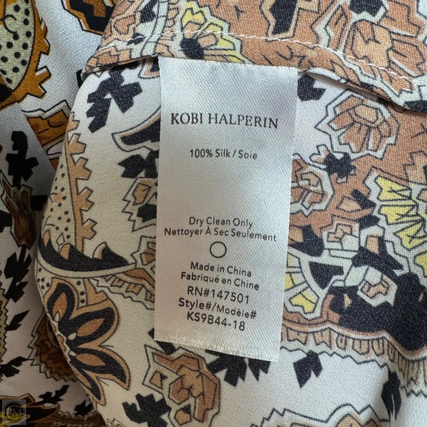 Silk Blouse Long Sleeve By Kobi Halperin In Paisley Print, Size: XXL