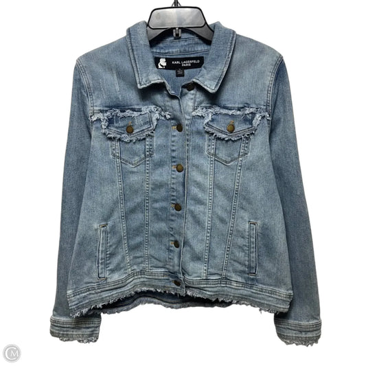Jacket Designer By Karl Lagerfeld In Blue Denim, Size: Xl