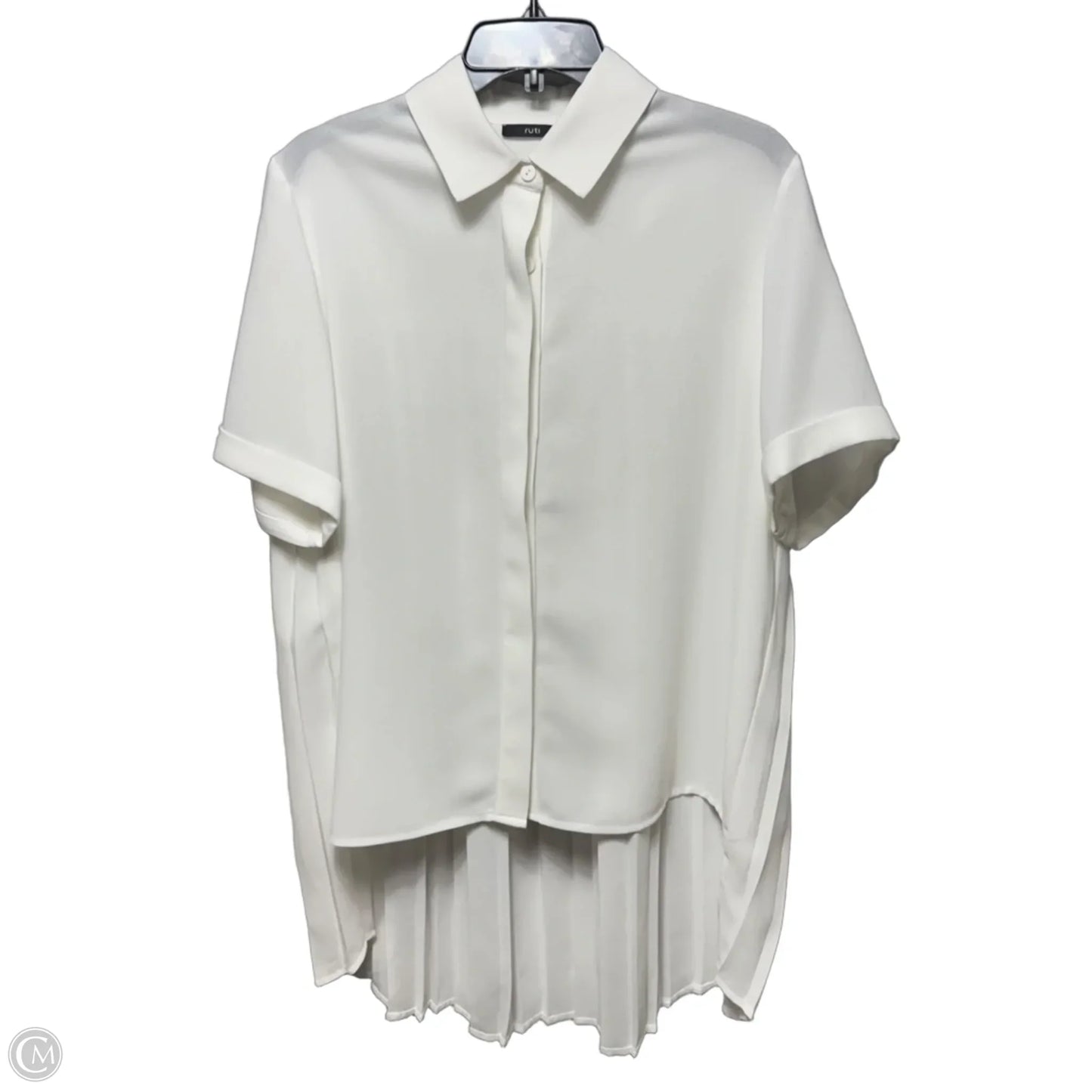 Pleated Back Top Short Sleeve By Ruti In White, Size: L