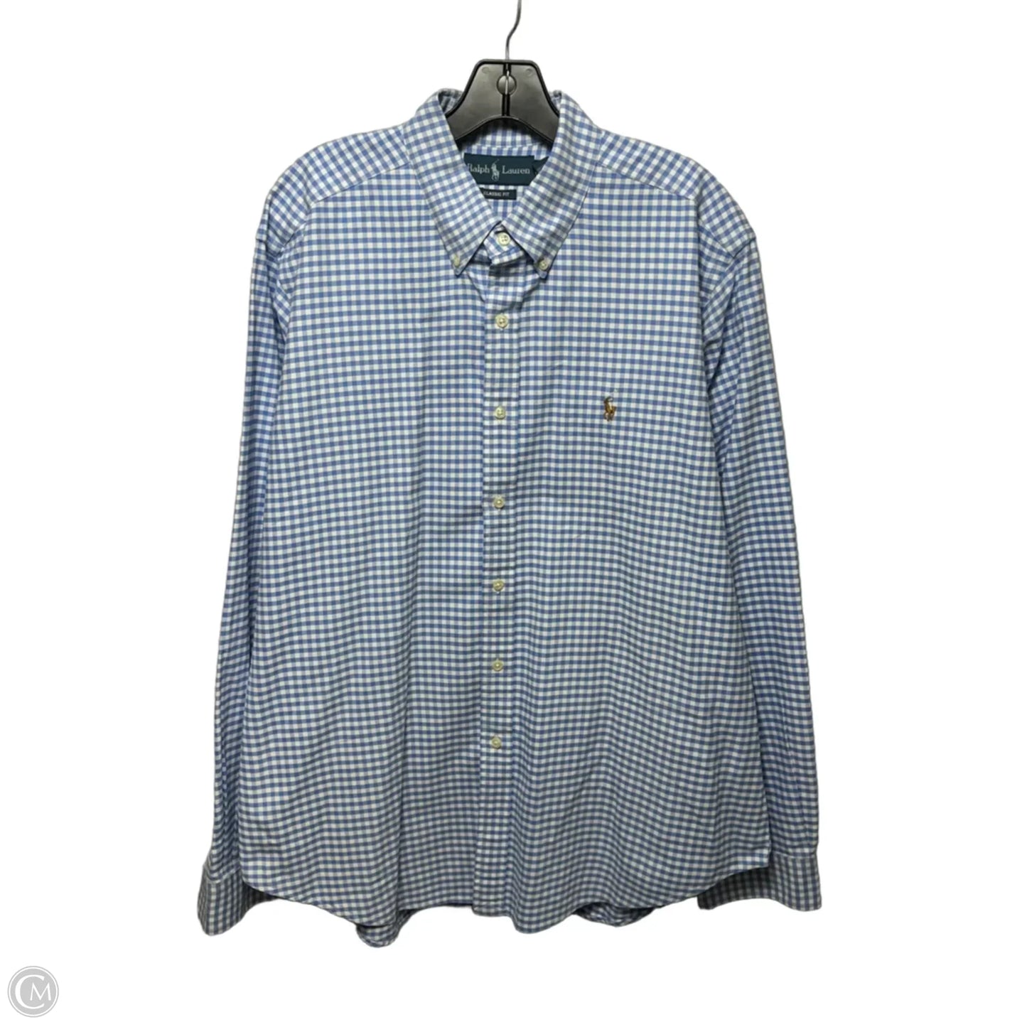 Classic Fit Top Long Sleeve By Ralph Lauren In Checkered Pattern, Size: Xl