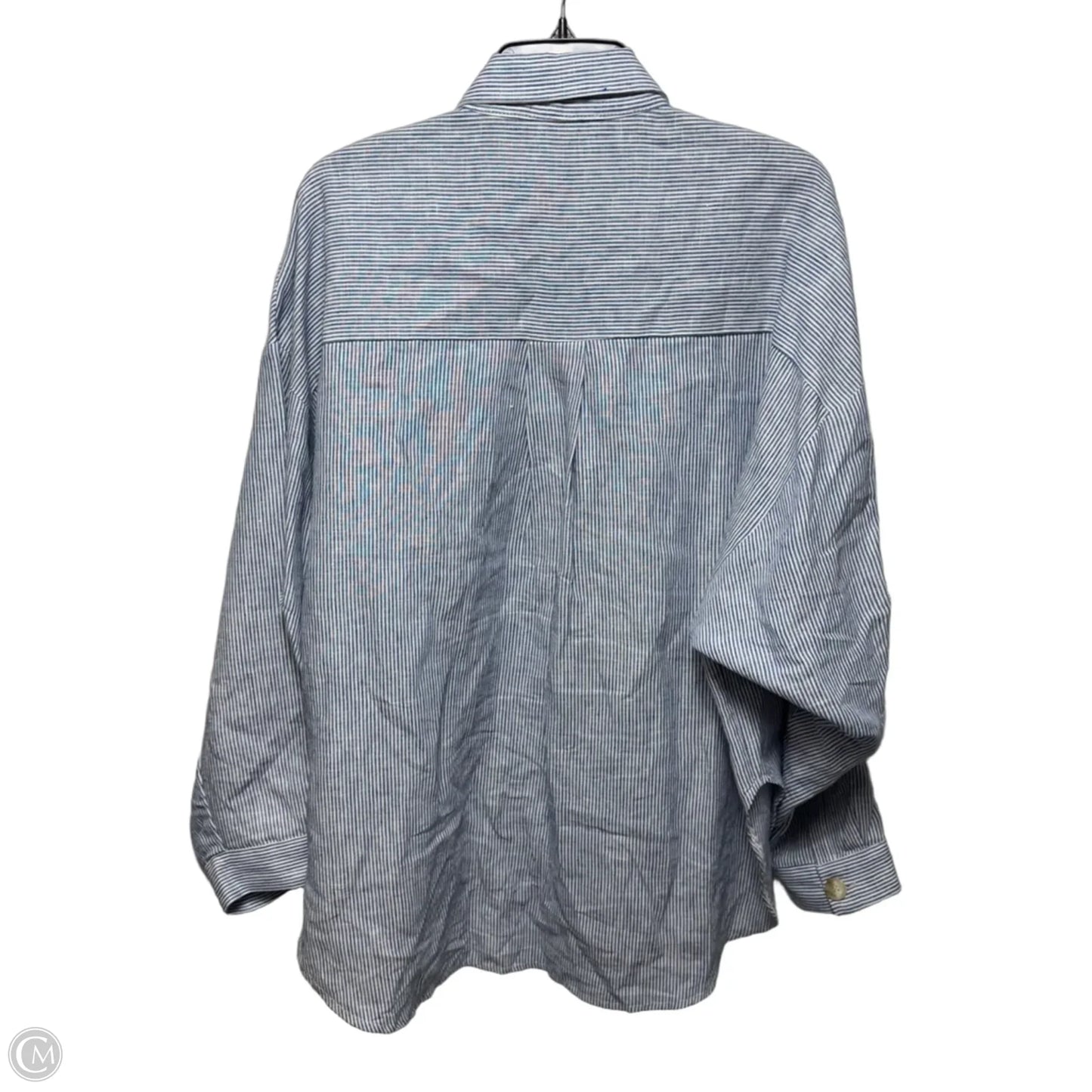 Linen Top Long Sleeve By Nati In Striped Pattern, Size: L