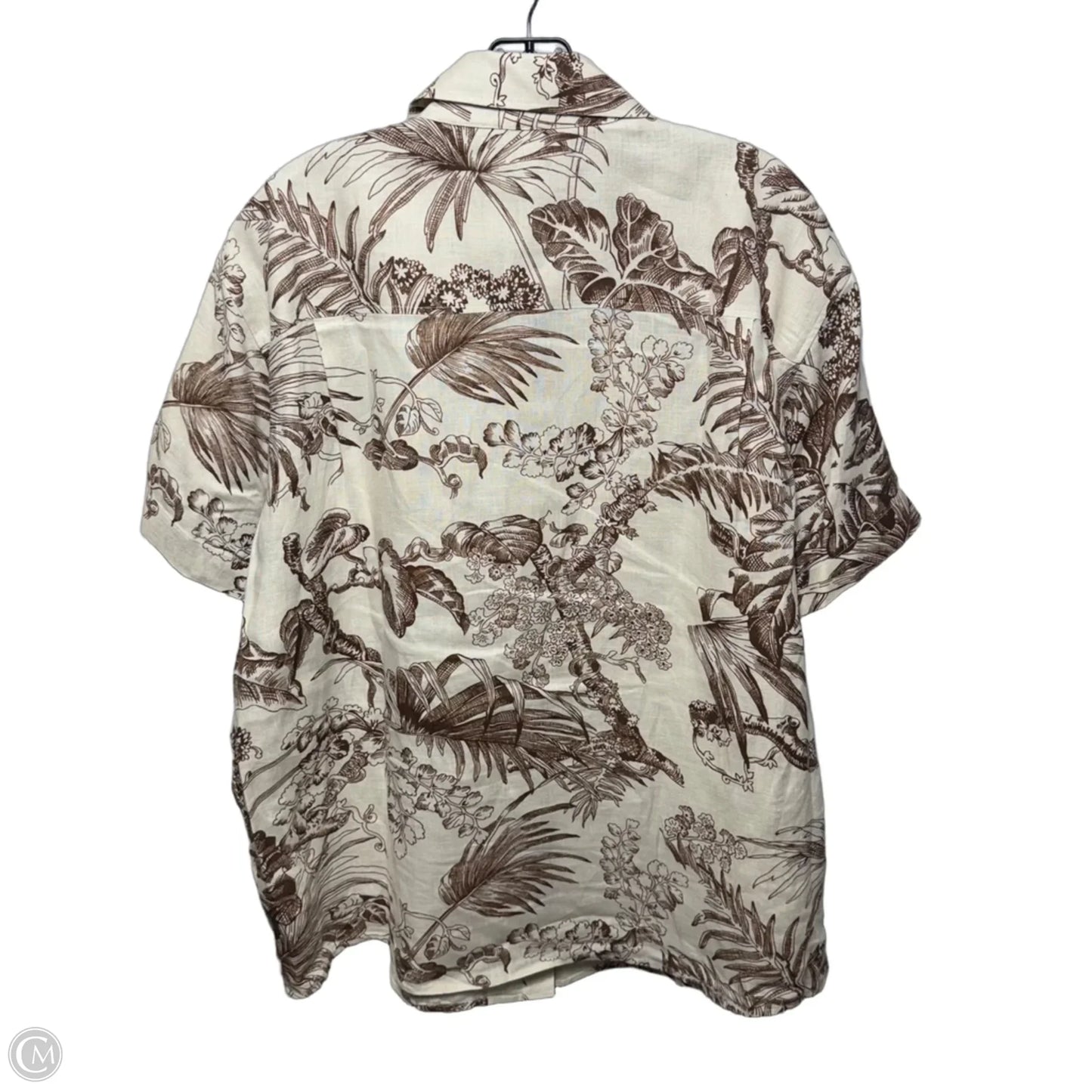Linen Top Short Sleeve By Cos In Tan, Size: 12