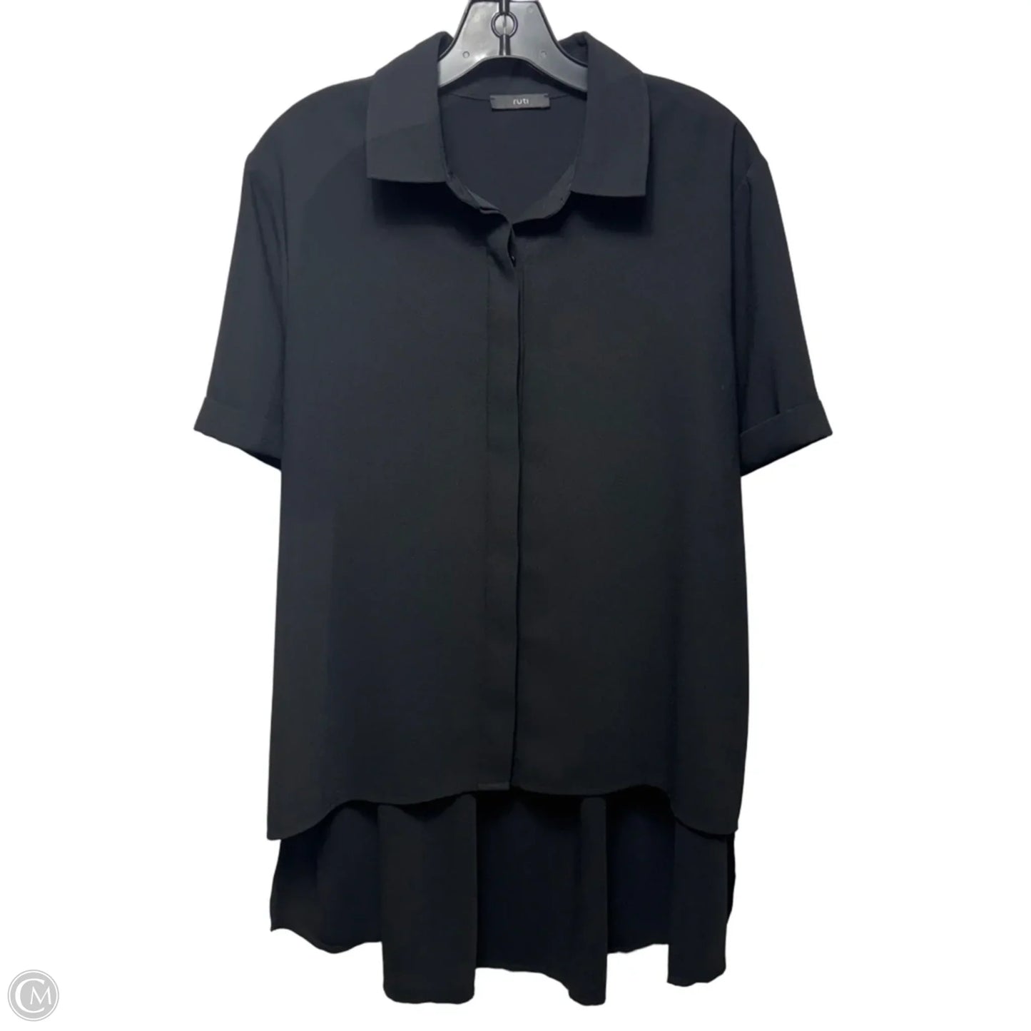 Pleated Back Top Short Sleeve By Ruti In Black, Size: L