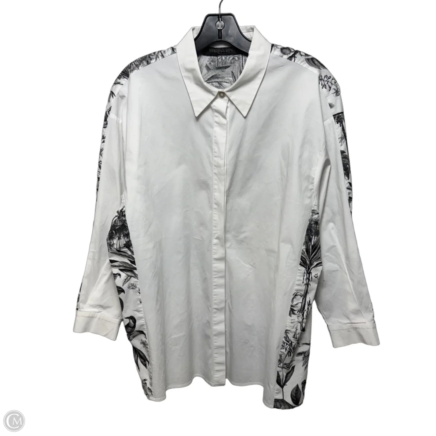 Top Long Sleeve By Marina Rinaldi In Black & White, Size: L ESTIMATED