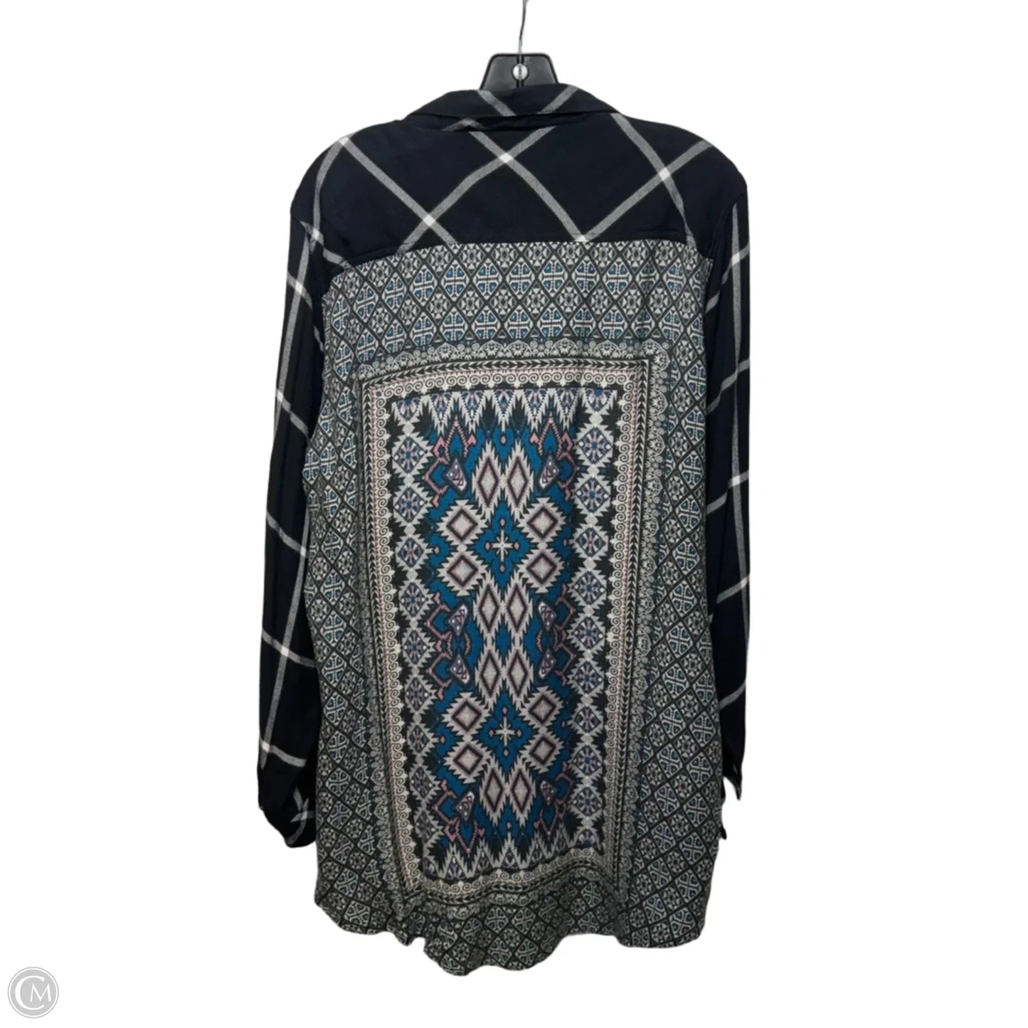 Top Long Sleeve By Tolani In Plaid Pattern, Size: 1x