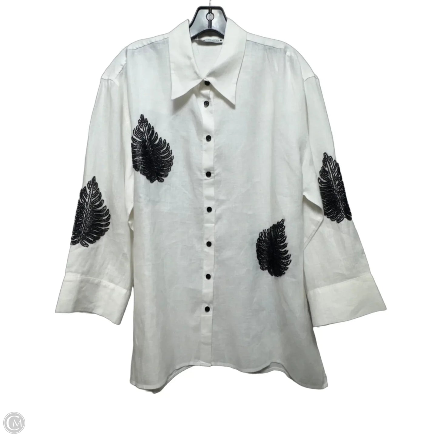 Top Long Sleeve By Zara In Black & White, Size: Xl
