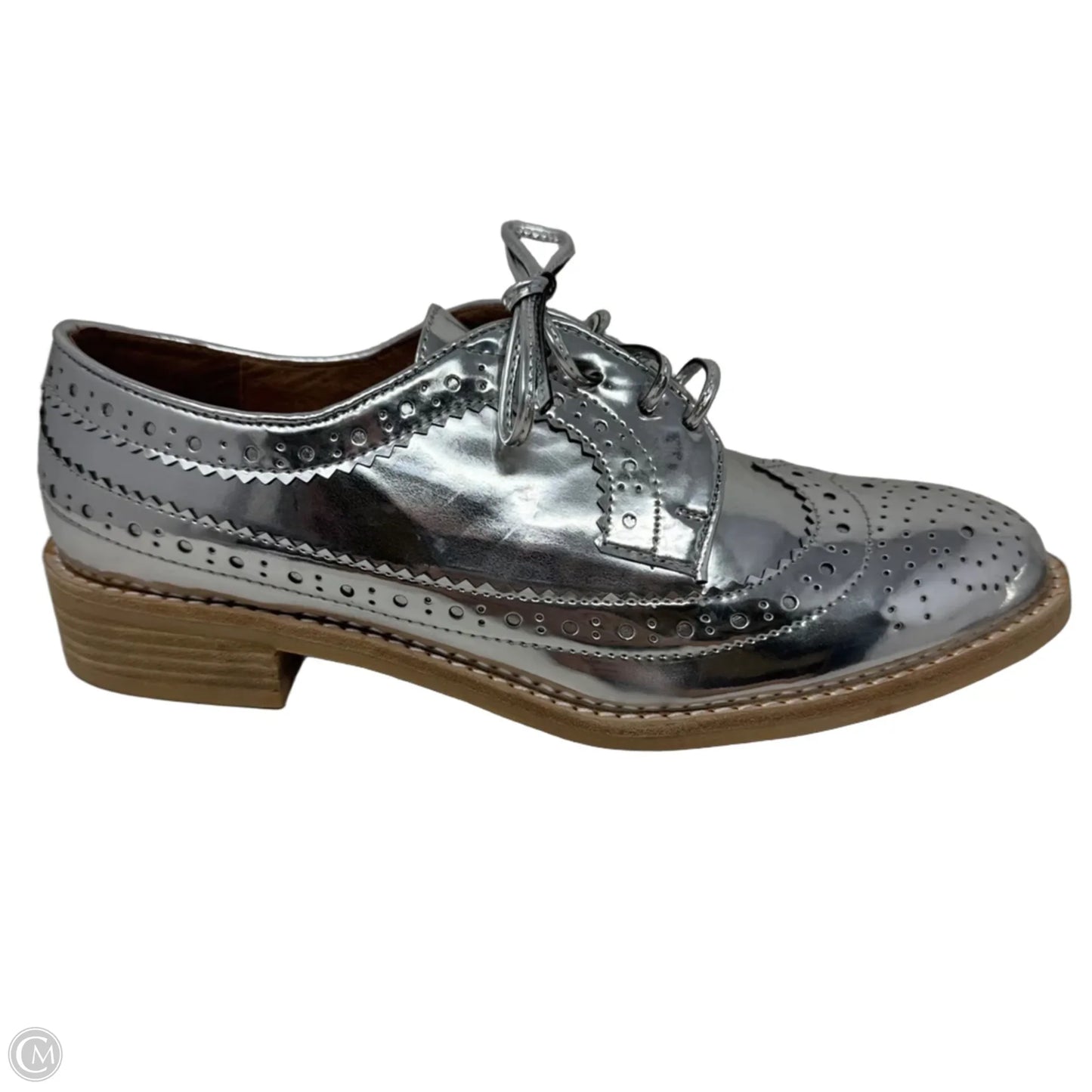 Metallic Brogue Shoes Flats By Jeffrey Campbell In Silver, Size: 10
