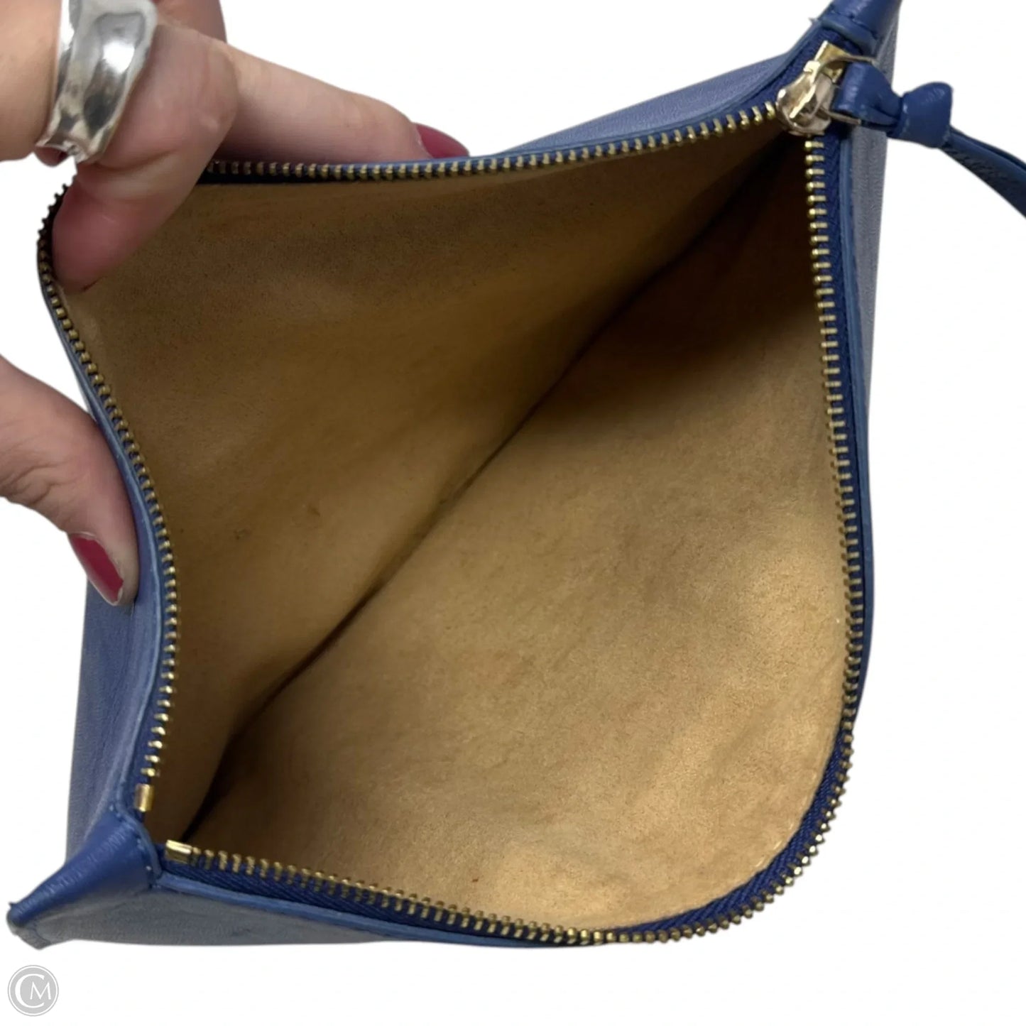 AS IS Leather Zip Pouch with Mirror Luxury Designer By Bottega Veneta, Size: Small