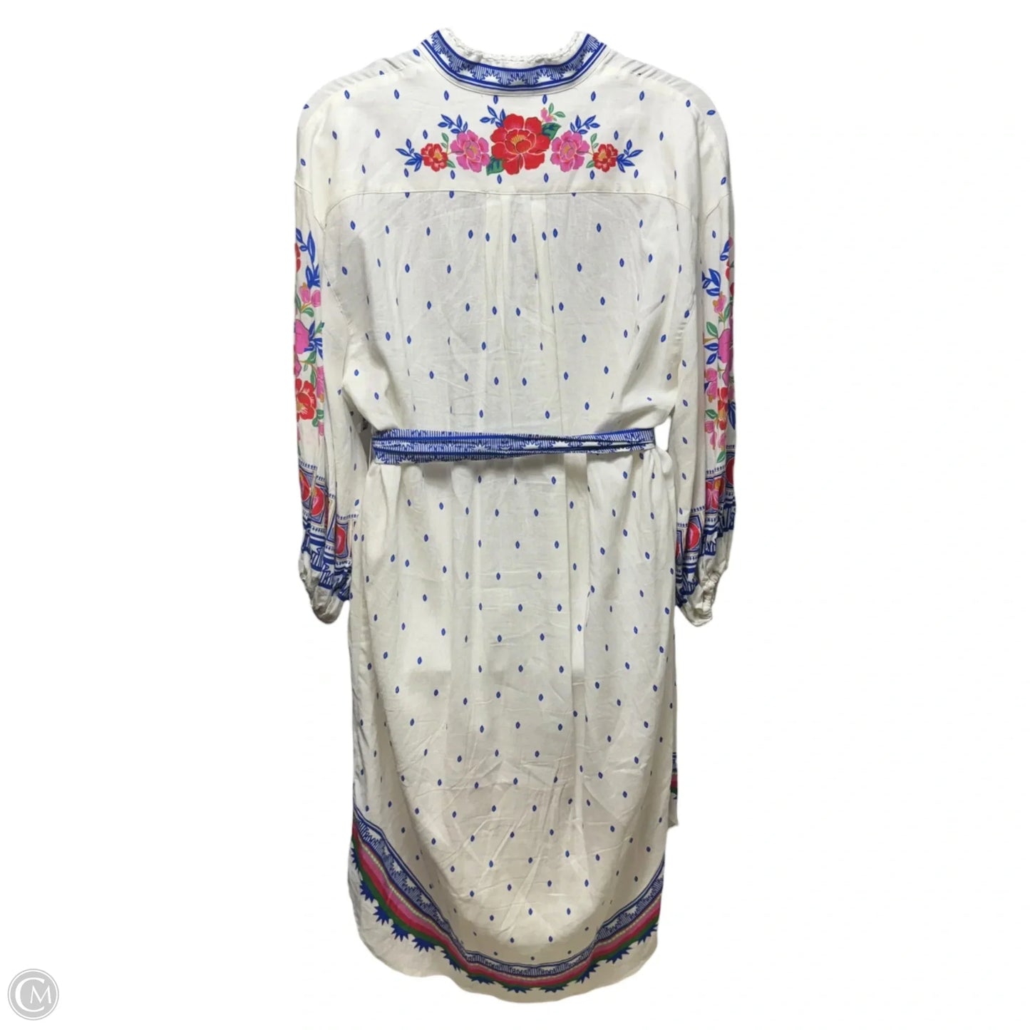 Off White Flowers Beach Dress Designer By Farm Rio In Floral Print, Size: M