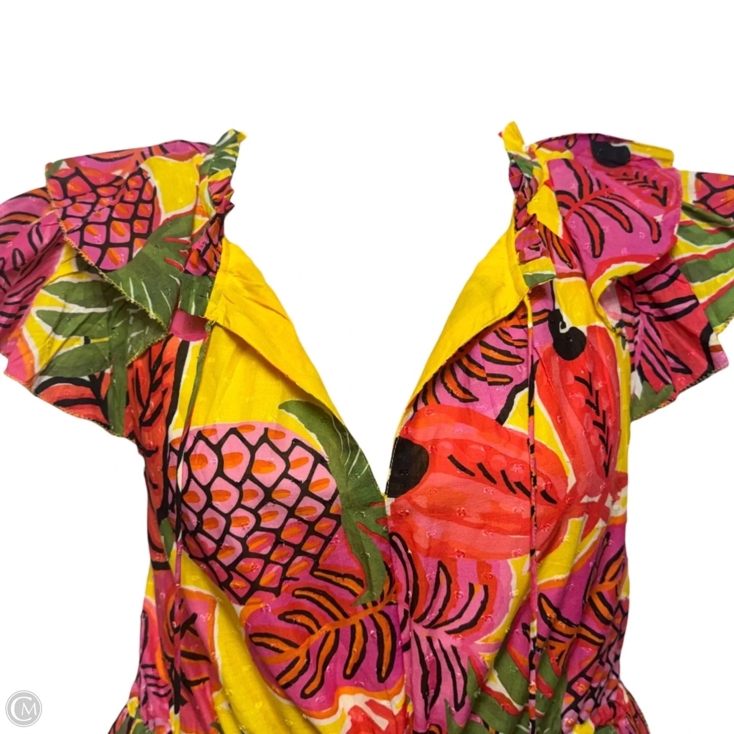 Fruit Dream Ruffle Dress Designer By Farm Rio In Tropical Print, Size: Xl