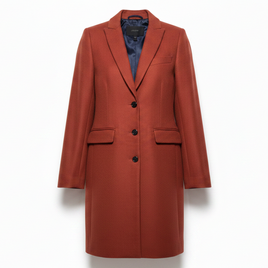 Parke Wool Topcoat By J. Crew In Dark Cognac, Size: 2