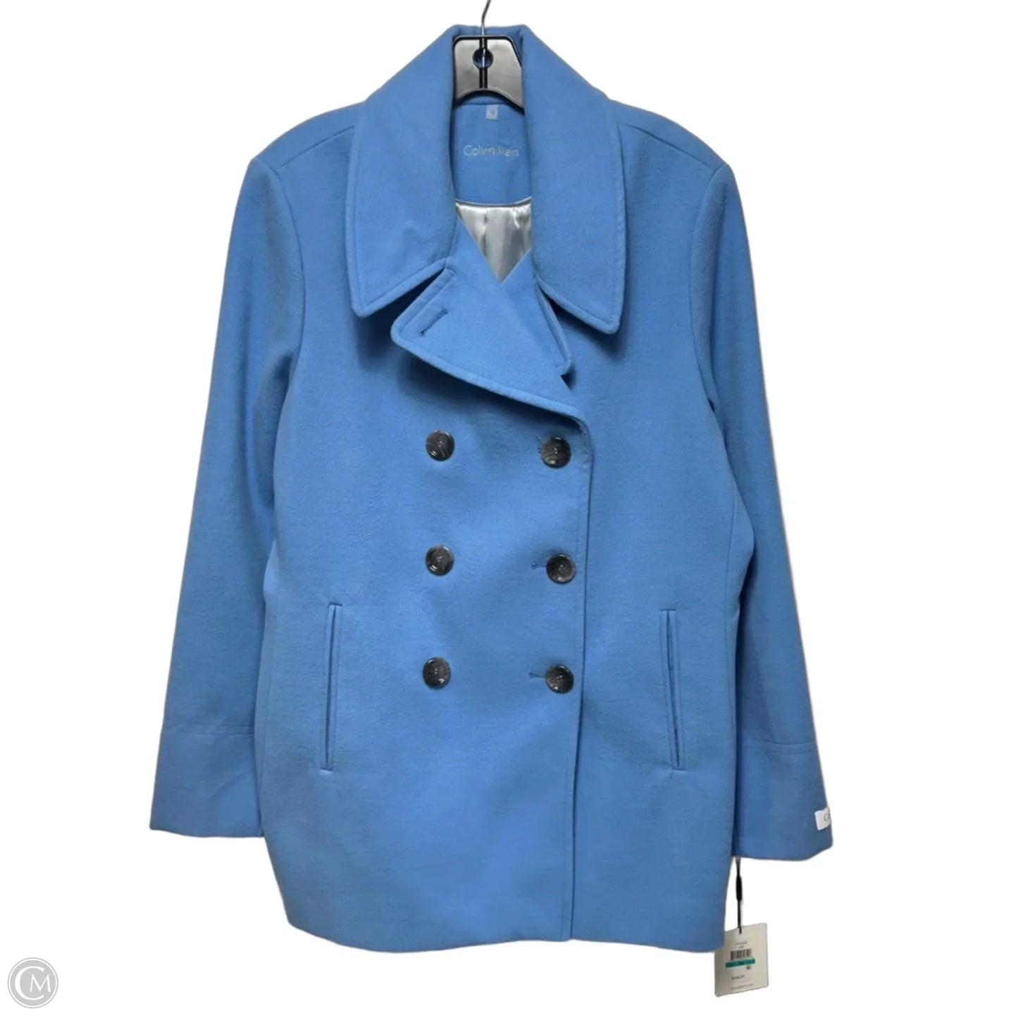 Coat Peacoat By Calvin Klein In Blue, Size: 16