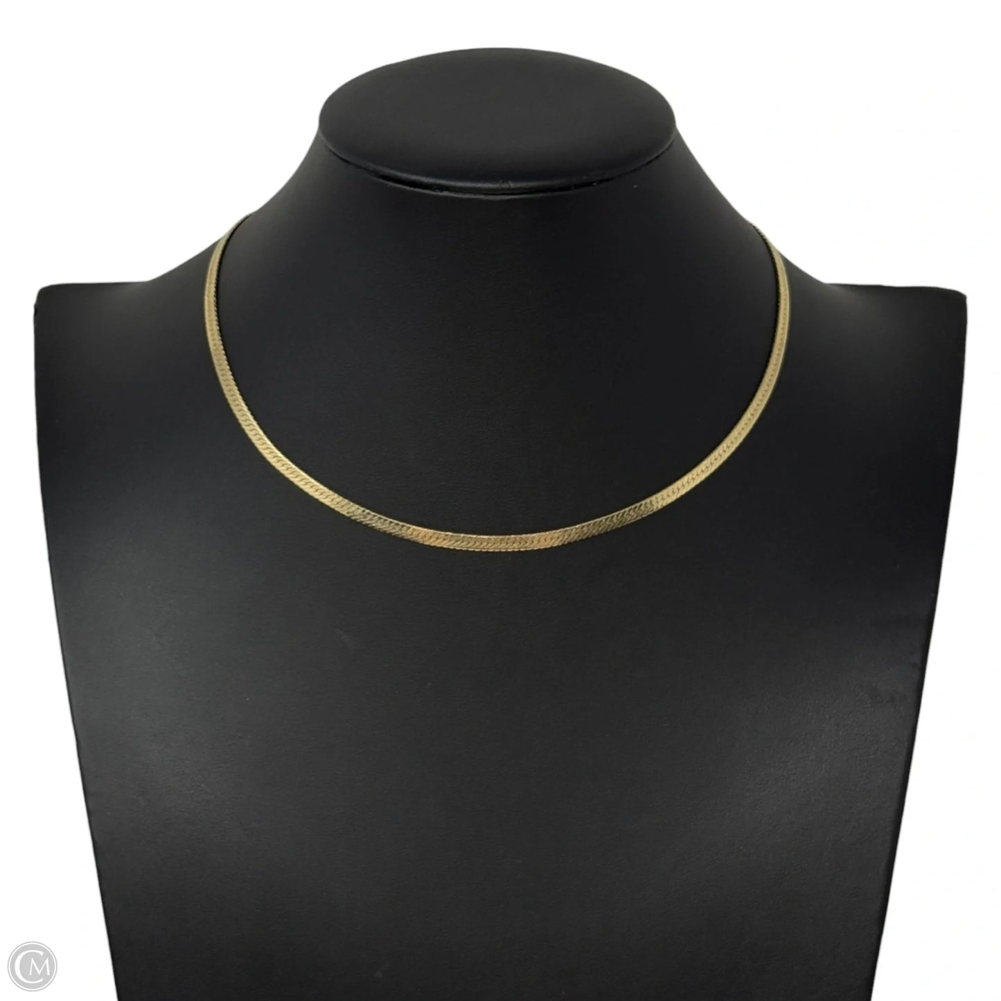 Gold Tone Herringbone Chain Necklace