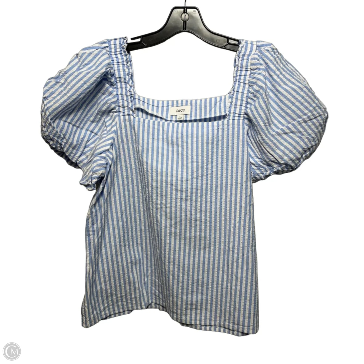 Top Short Sleeve By Cece In Striped Pattern, Size: L