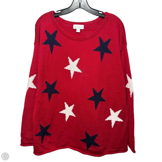 Star Sweater By Belle By Kim Gravel In Blue Red & White, Size: M