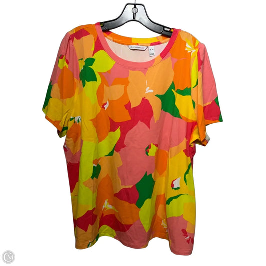 Top Short Sleeve By Isaac Mizrahi Live Qvc In Pink & Yellow, Size: Xl