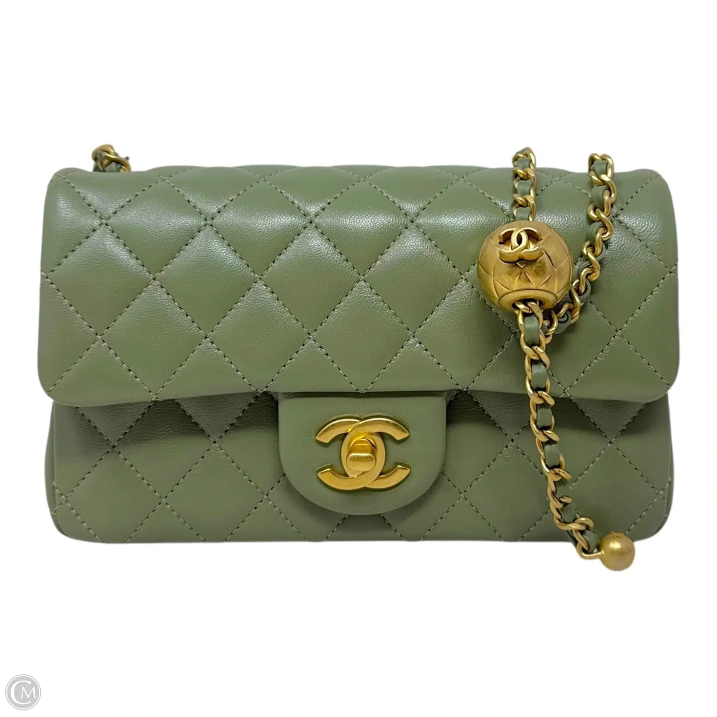 Quilted Lambskin Pearl Crush Mini Flap Handbag Luxury Designer By Chanel, Size: Small