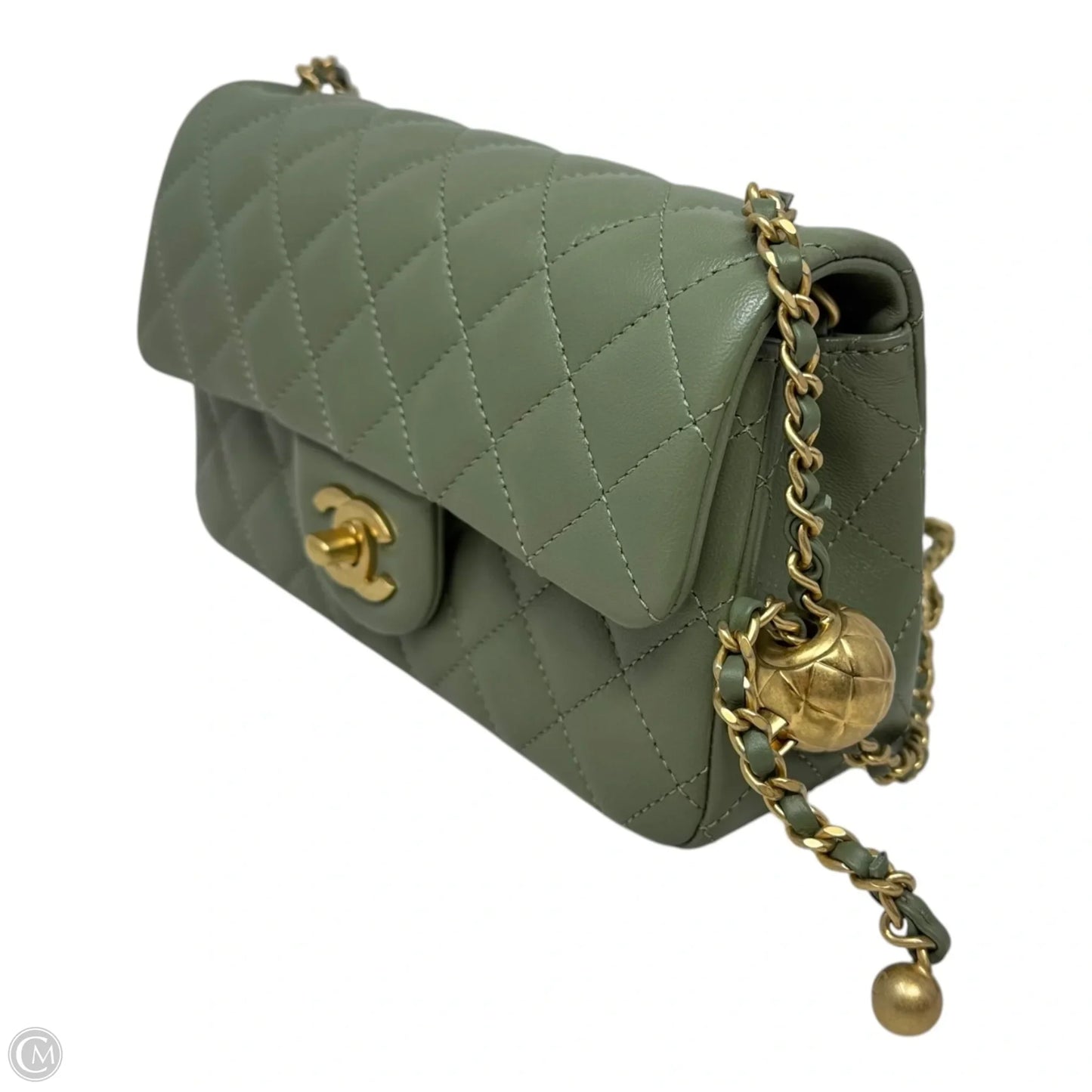 Quilted Lambskin Pearl Crush Mini Flap Handbag Luxury Designer By Chanel, Size: Small