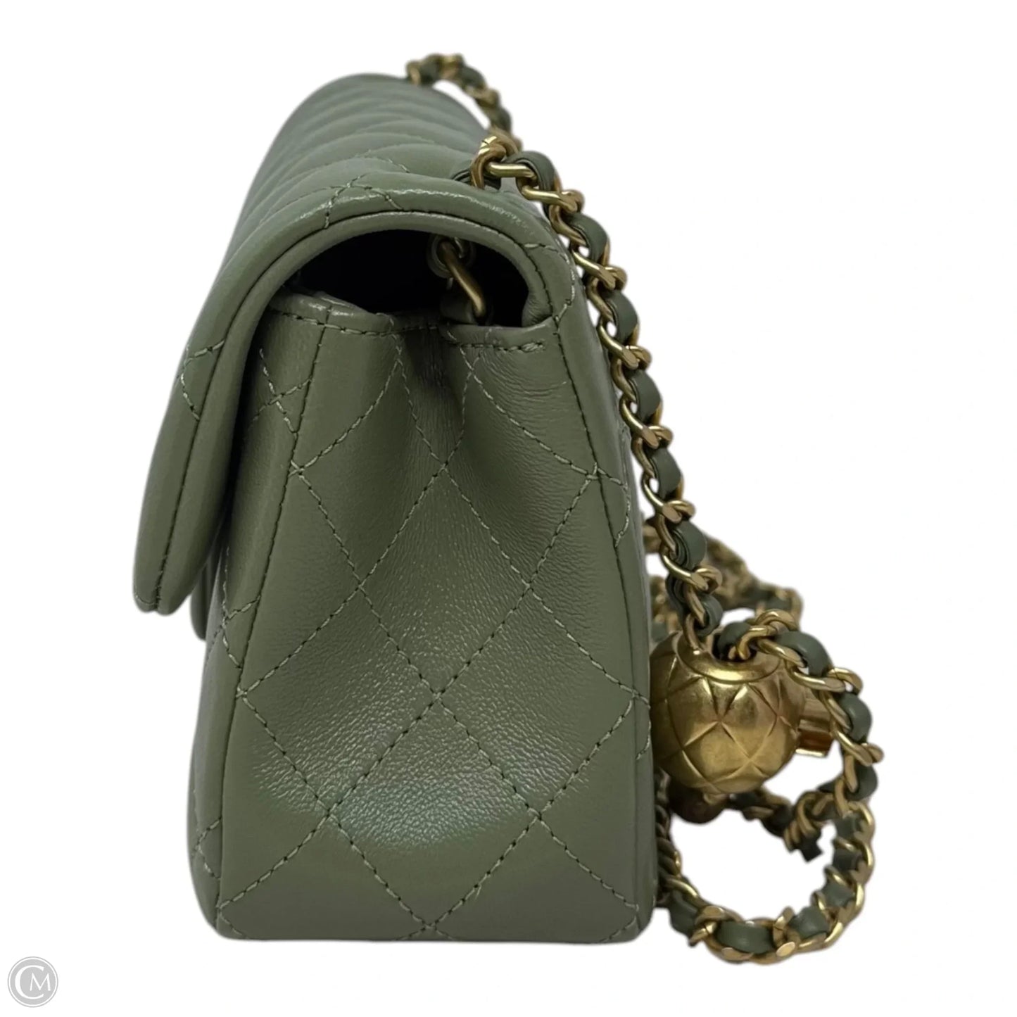 Quilted Lambskin Pearl Crush Mini Flap Handbag Luxury Designer By Chanel, Size: Small