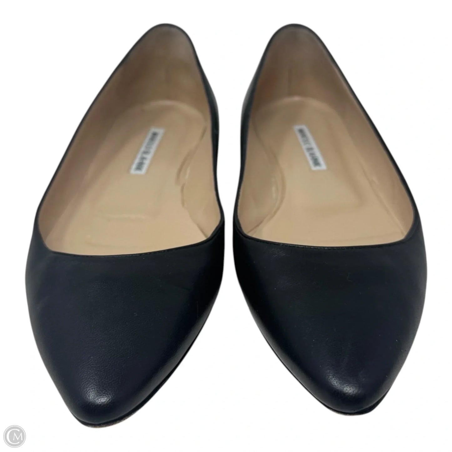 Lanza BB Leather Ballerina Flat Shoes Luxury Designer By Manolo Blahnik In Black, Size: 39.5