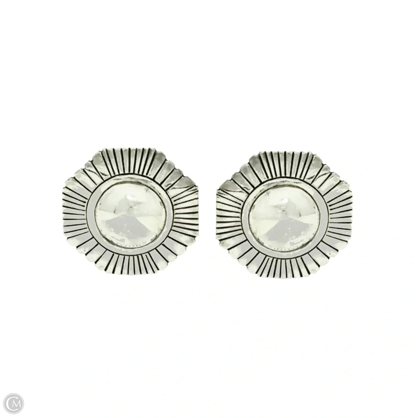 Navajo Sterling Silver Sunburst Post Earrings By Calvin Peterson