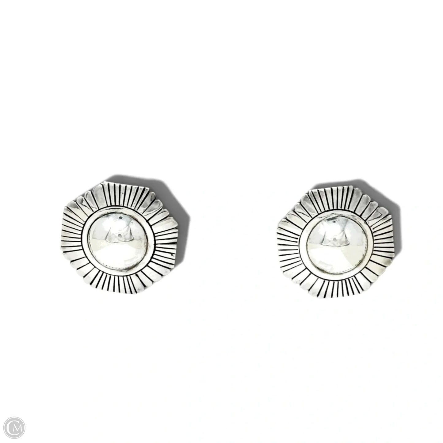 Navajo Sterling Silver Sunburst Post Earrings By Calvin Peterson