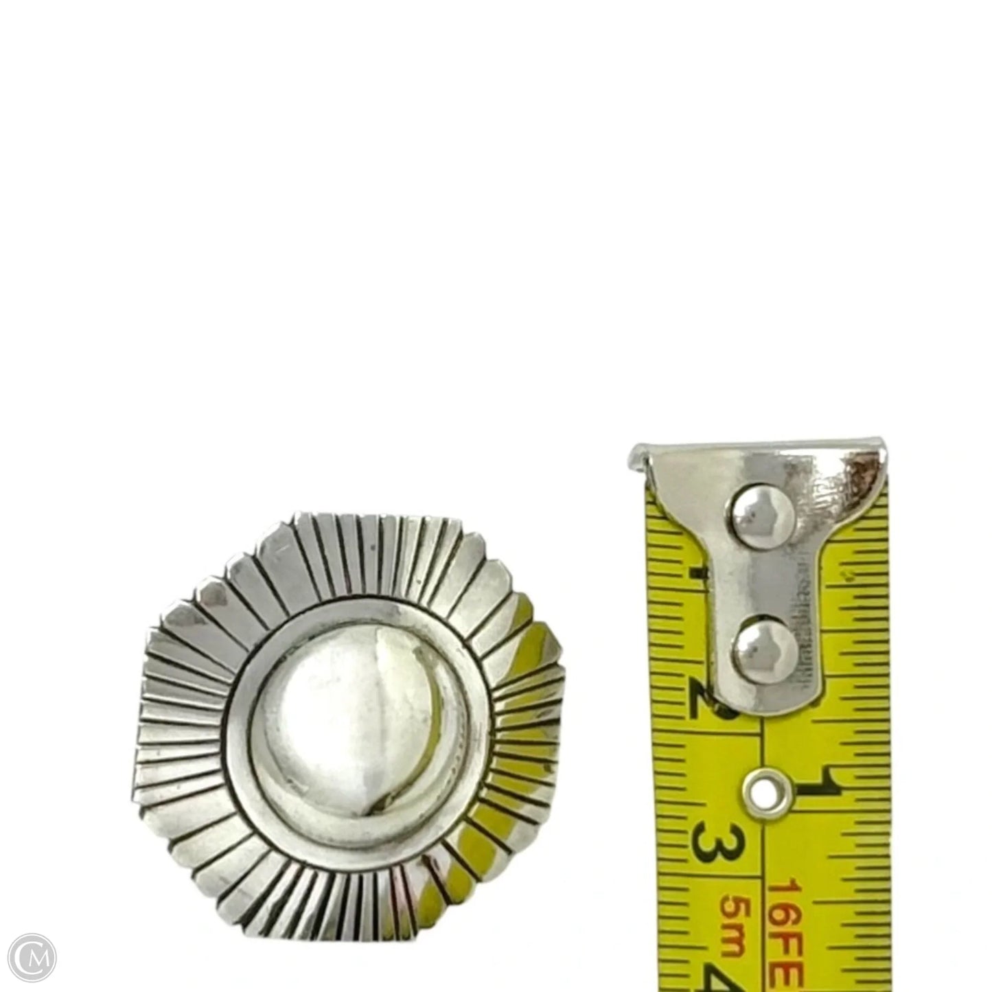 Navajo Sterling Silver Sunburst Post Earrings By Calvin Peterson
