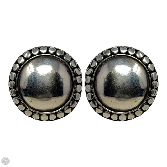 Beaded Border Dome Earrings Sterling Silver