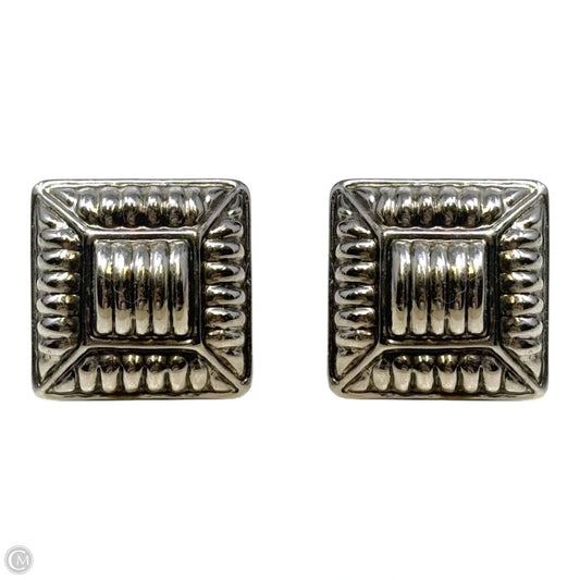 Square Cable Silver Tone Clip On Earrings
