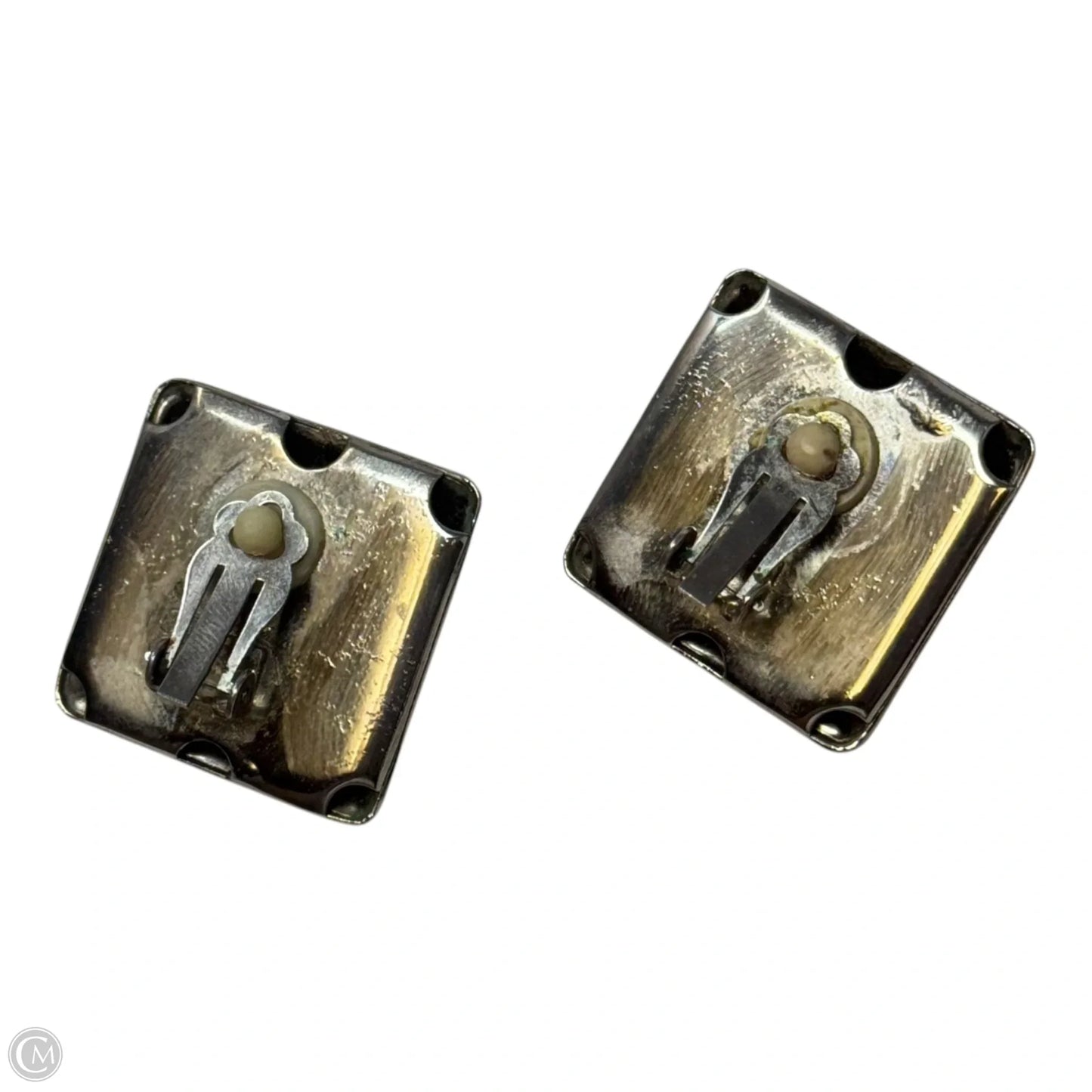 Square Cable Silver Tone Clip On Earrings