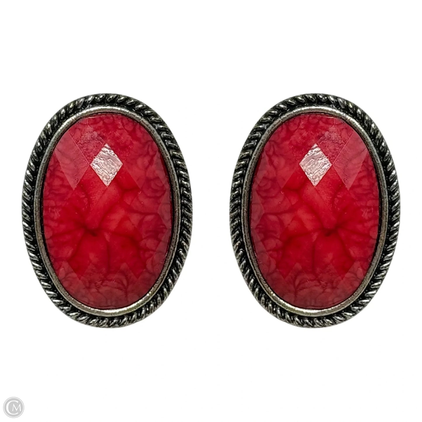 Red Faceted Stone Earrings