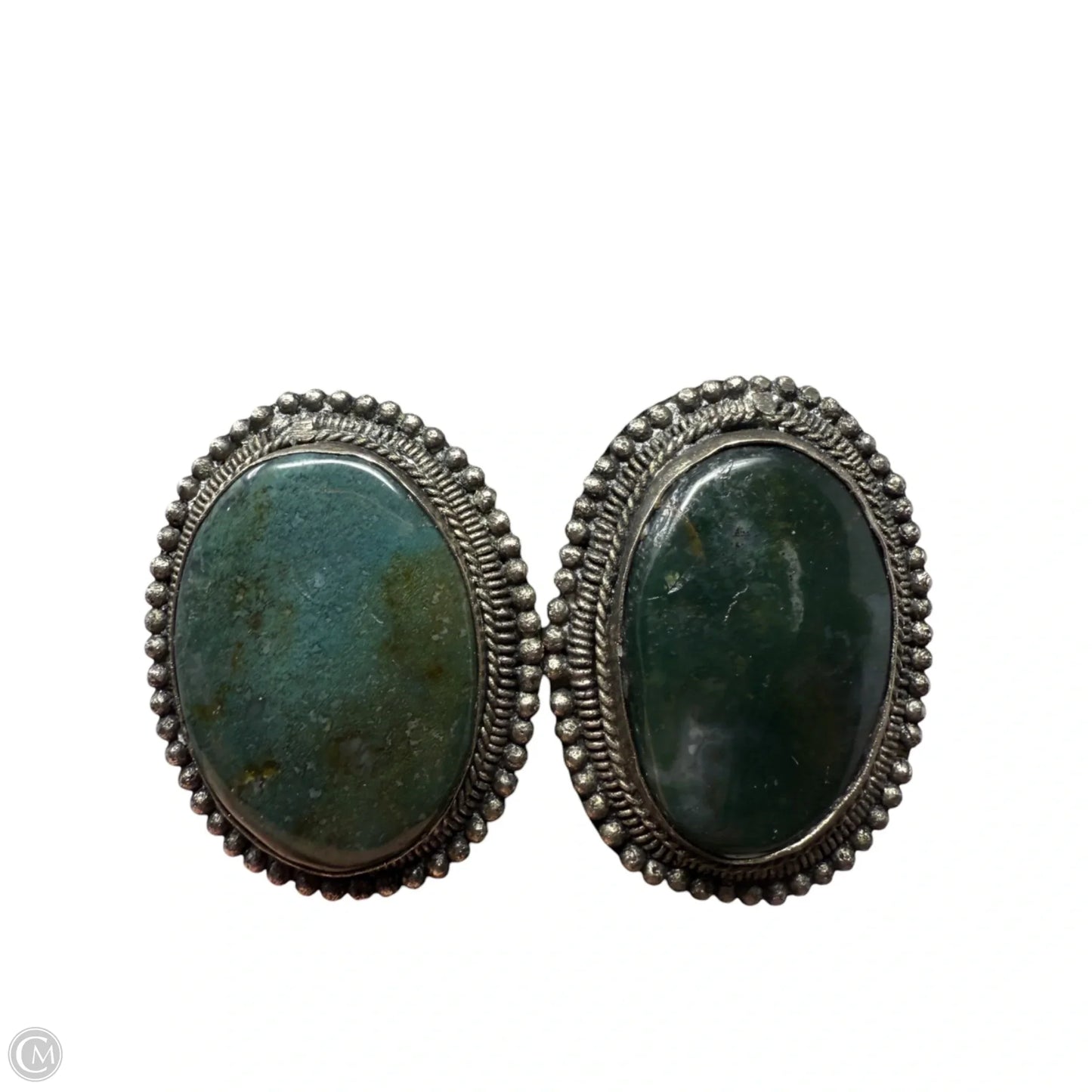 Green Agate Clip Earrings