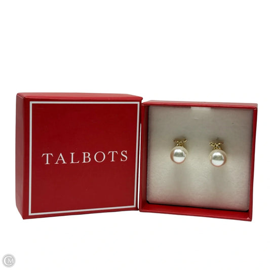 Faux Pearl & Crystal Stud Earrings By Talbots