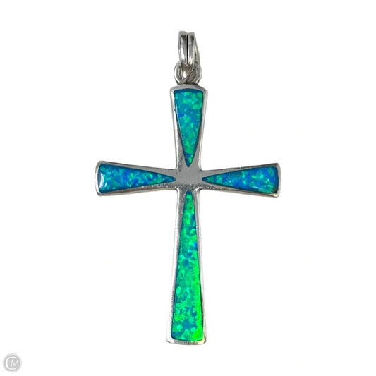 Fire Opal & Sterling Silver Cross Pendant