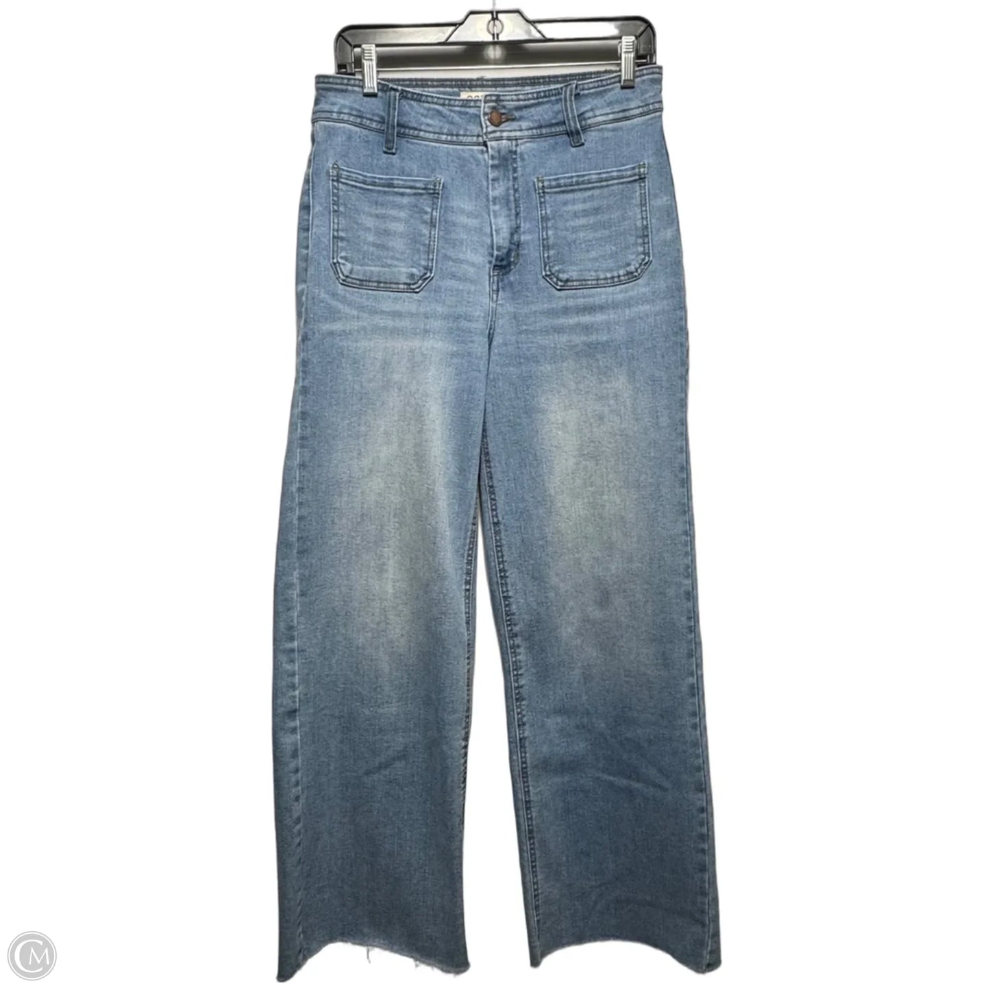 Patch Pocket Wide Leg Jeans By Oat In Blue Denim, Size: 8