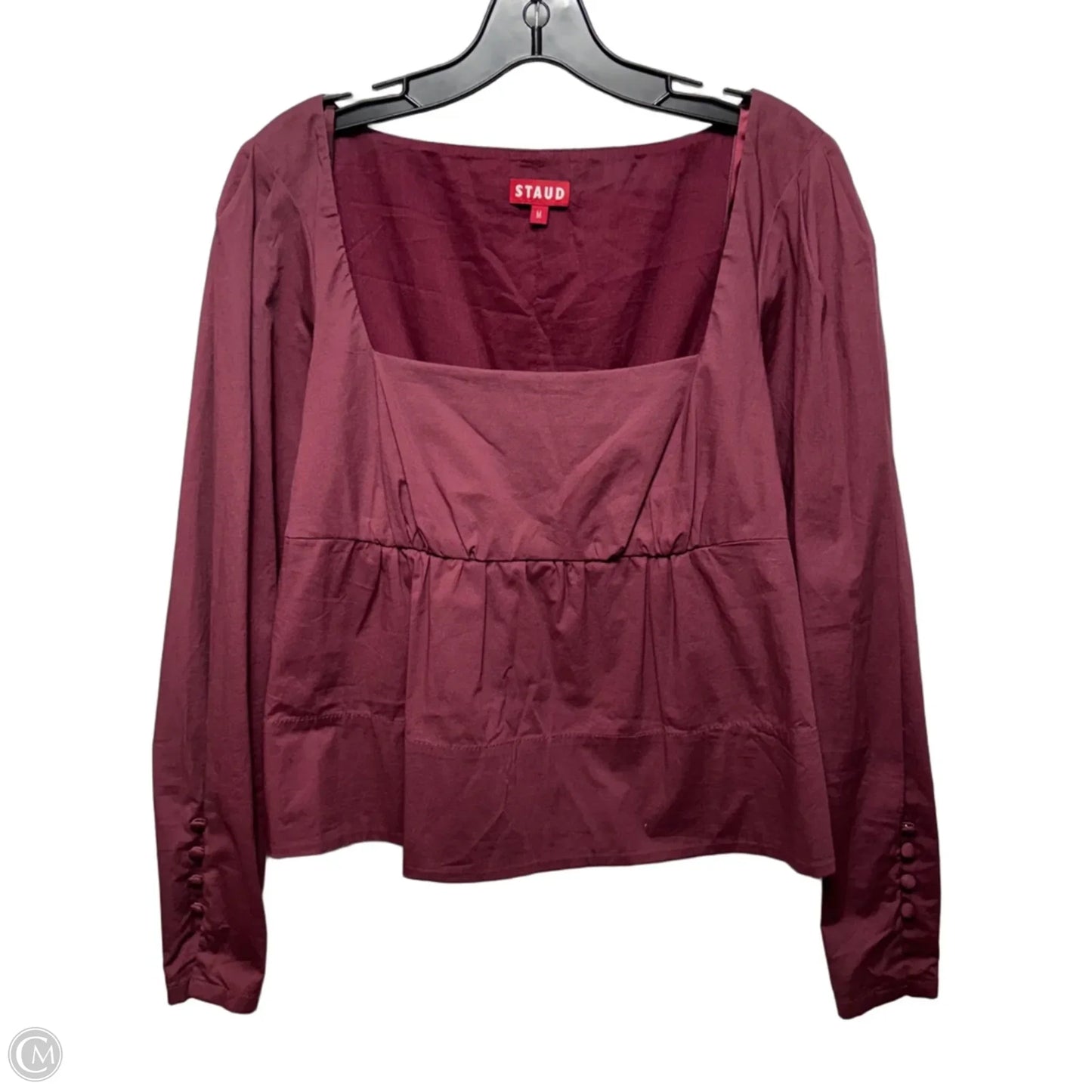 Top Long Sleeve Designer By Staud In Maroon, Size: M