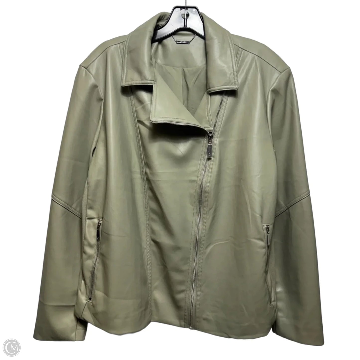 Jacket Moto By Chicos In Green, Size: 16