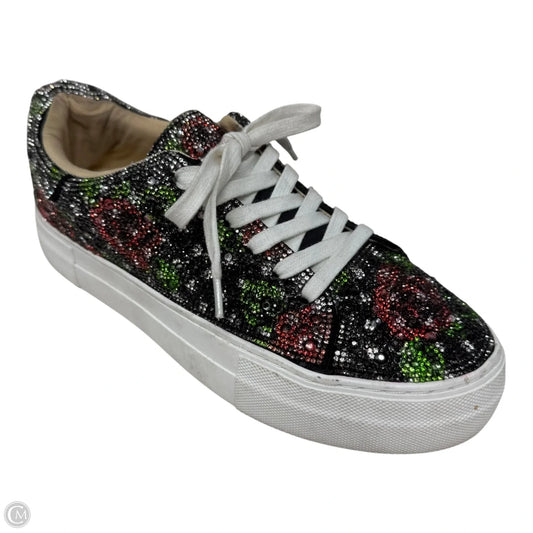 Rhinestone Shoes Sneakers By Betsey Johnson In Floral Print, Size: 8
