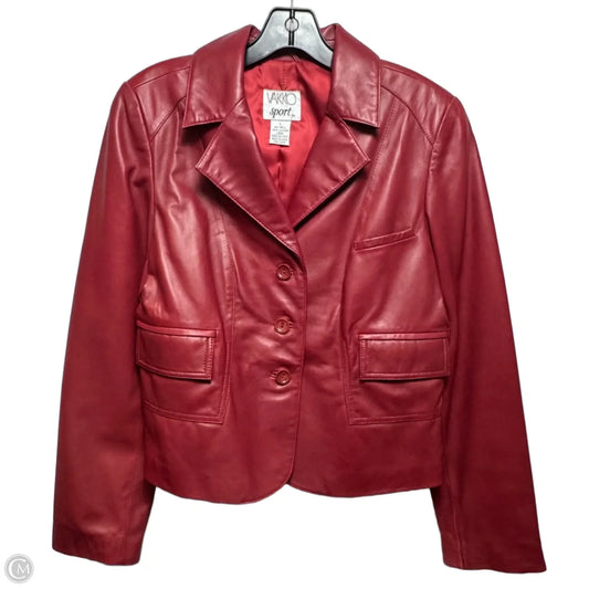 Jacket Leather By Vakko Sport In Red, Size: L
