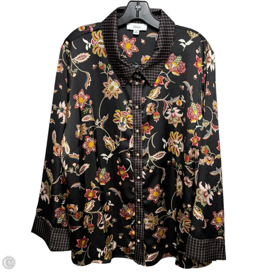 Top Long Sleeve By Cece In Floral Print, Size: 3x